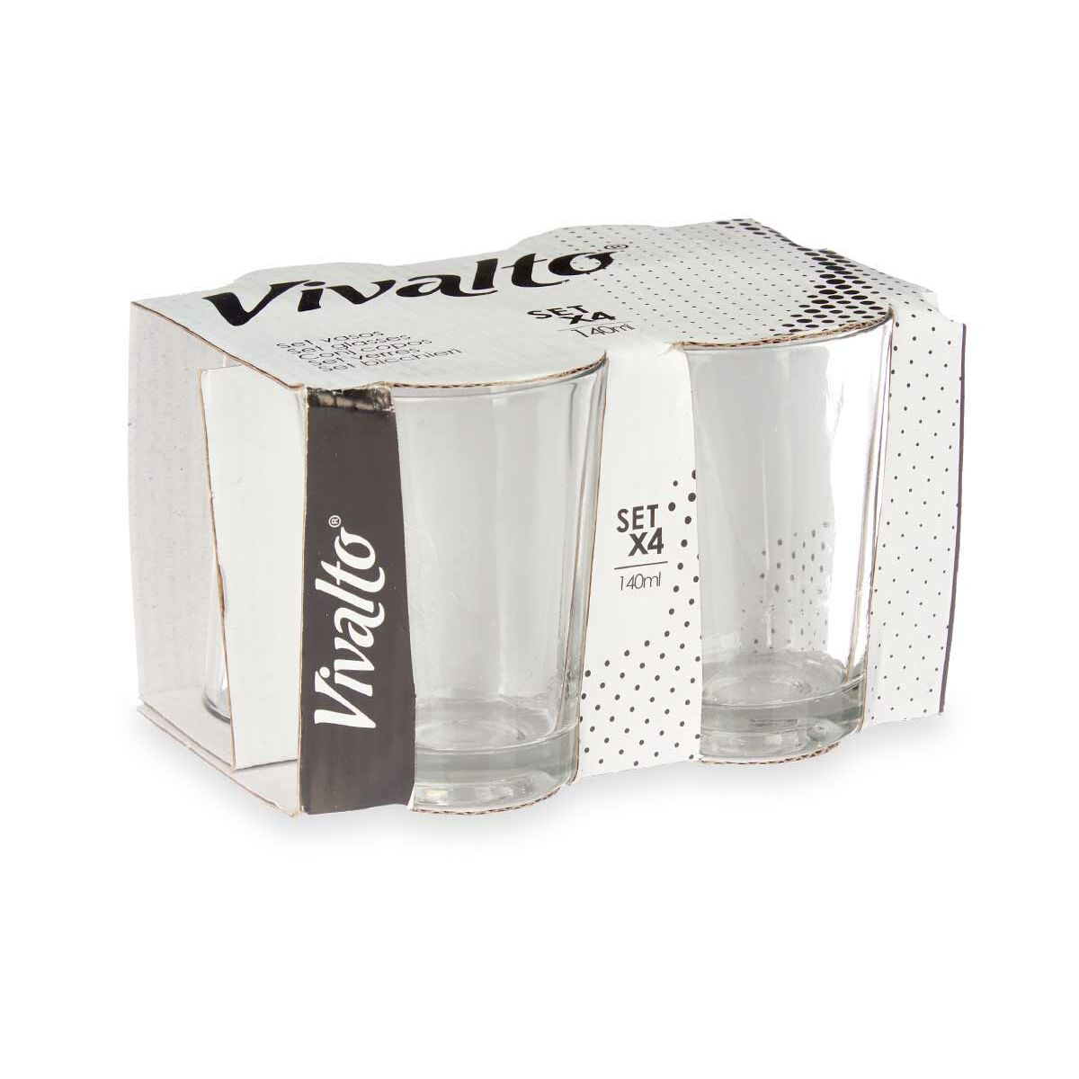 Vaso Vivalto Transparente Vidrio 140 ml Café (24 Unidades)