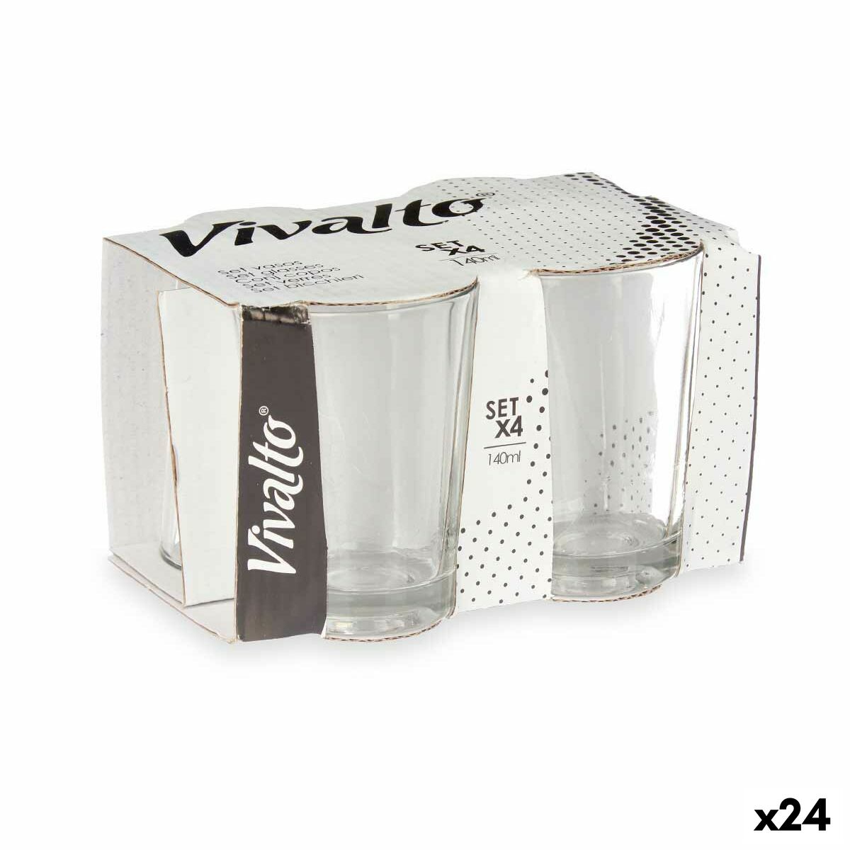Vaso Vivalto Transparente Vidrio 140 ml Café (24 Unidades)