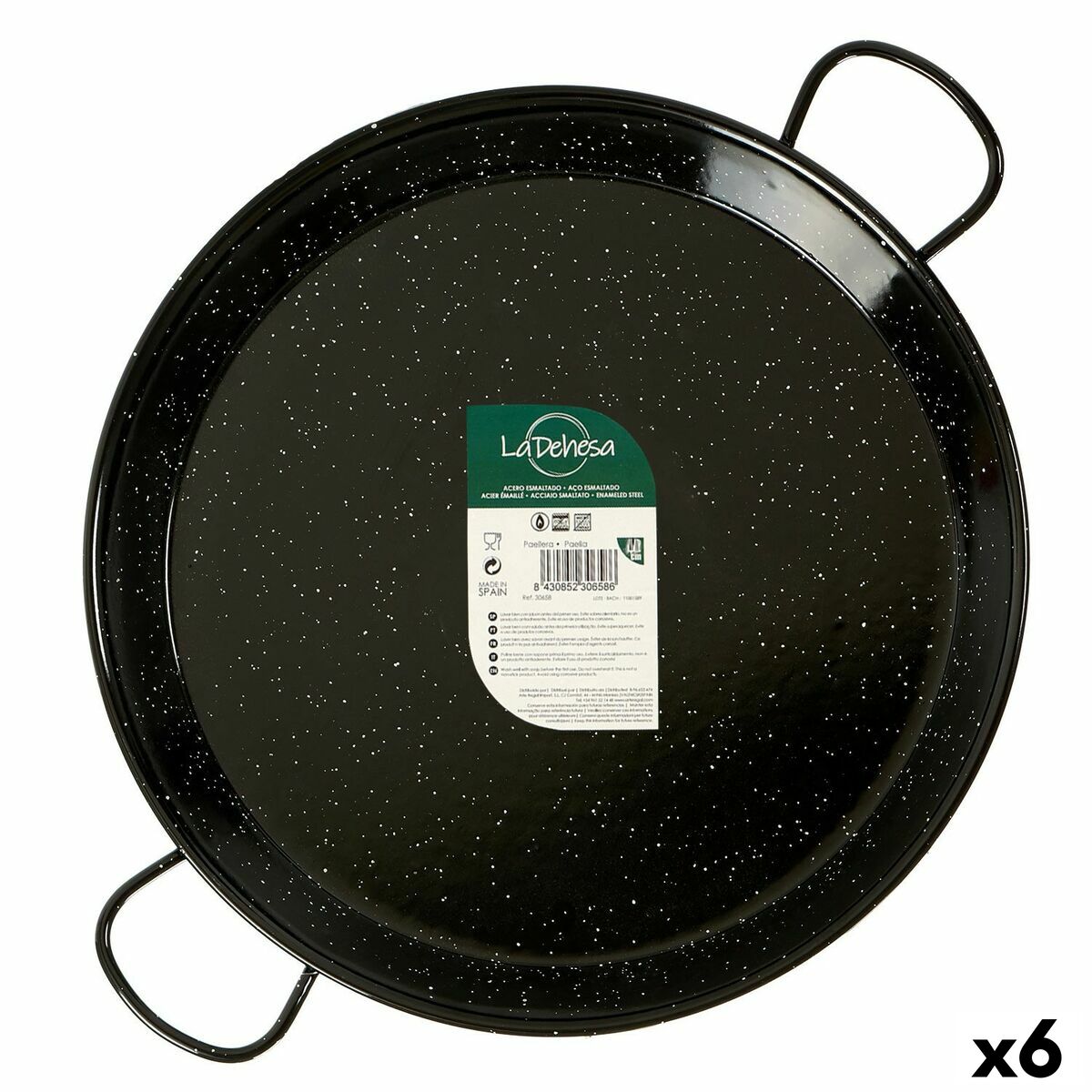 Paellera La Dehesa Negro Acero Esmaltado Ø 38 cm 51 x 6 x 39 cm (6 Unidades)