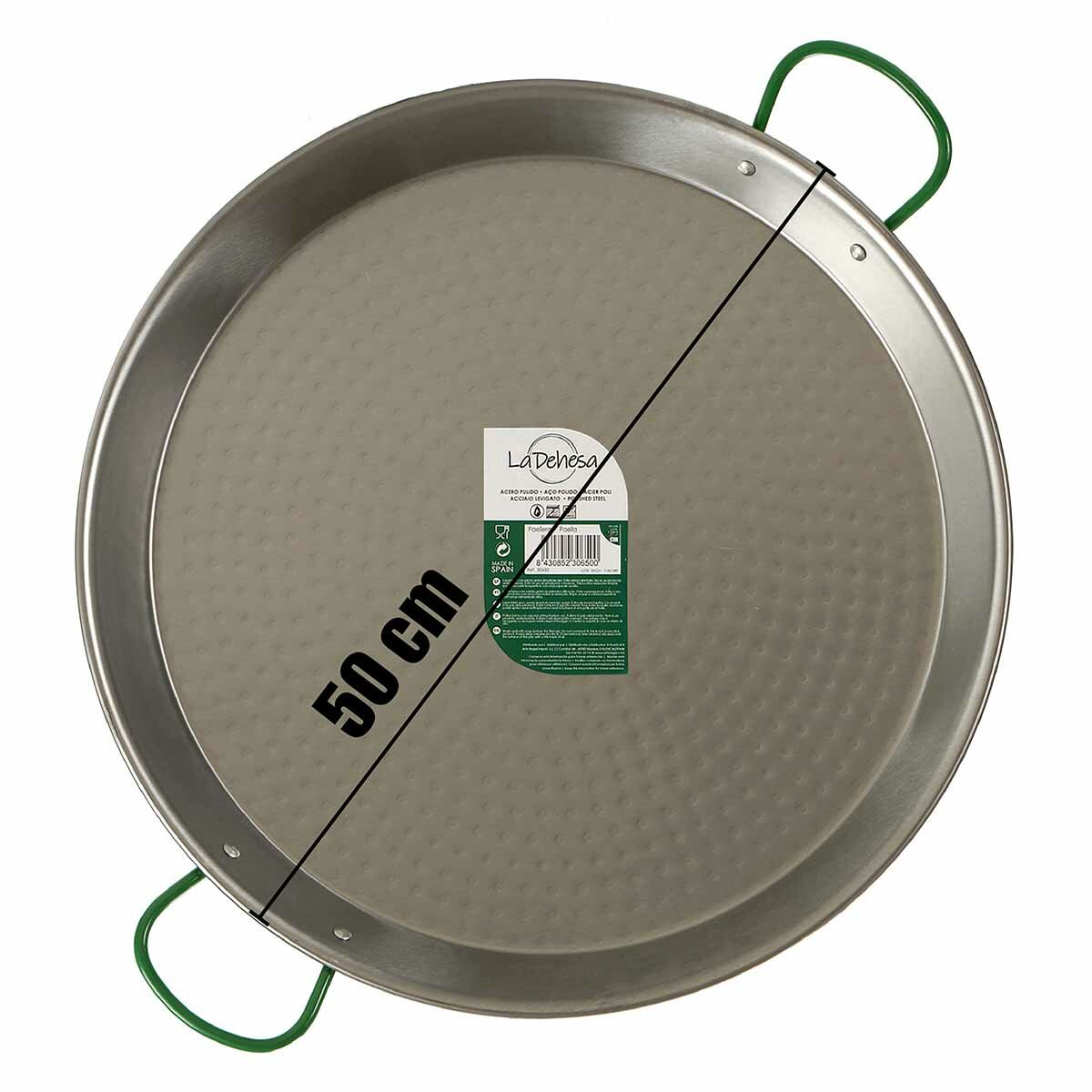 Paellera La Dehesa Plateado Acero Pulido Ø 50 cm 63,5 x 5,5 x 50,5 cm (4 Unidades)