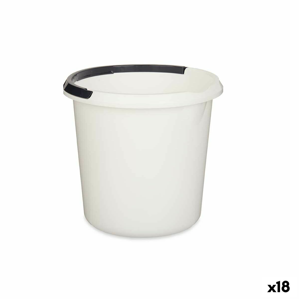 Cubo con Asa Blanco Antracita 10 L 30 x 28,5 x 30 cm (18 Unidades)