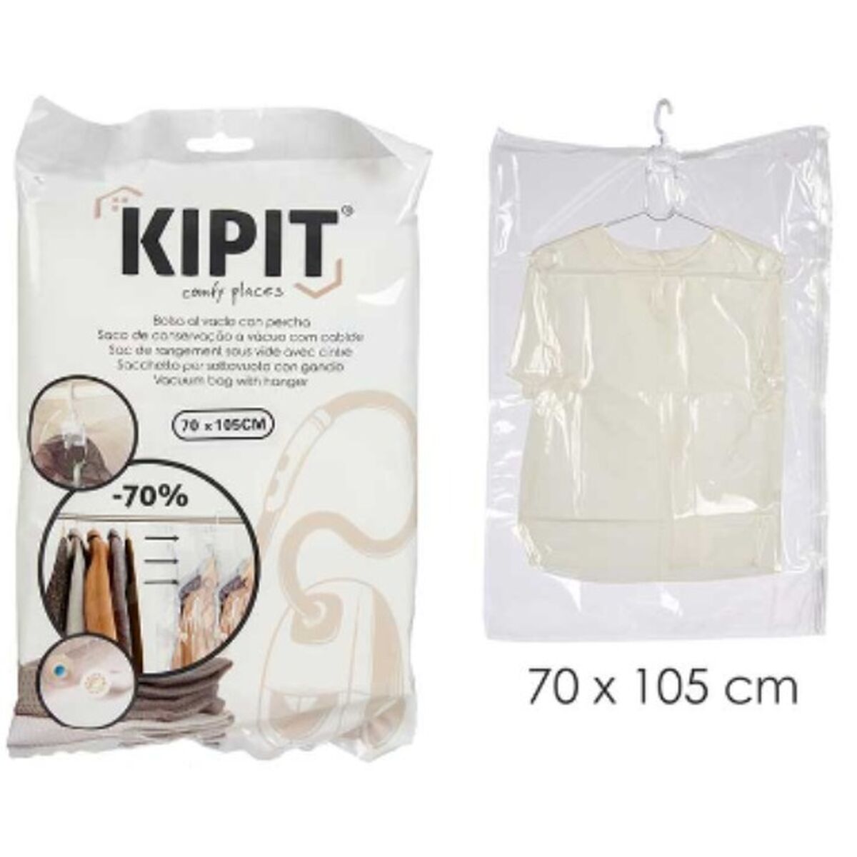 Bolsas de Vacío Kipit Transparente Polietileno Plástico 70 x 105 cm 18 x 31 x 3 cm 19 x 32 x 3 cm (12 Unidades)