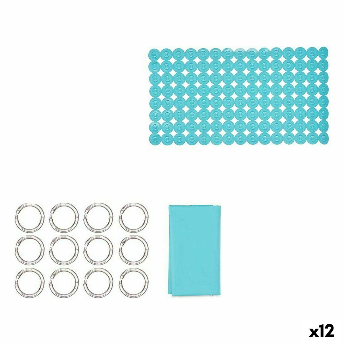 Set de Baño Berilo Azul PVC Polietileno EVA 28 x 42 x 6 cm (12 Unidades)