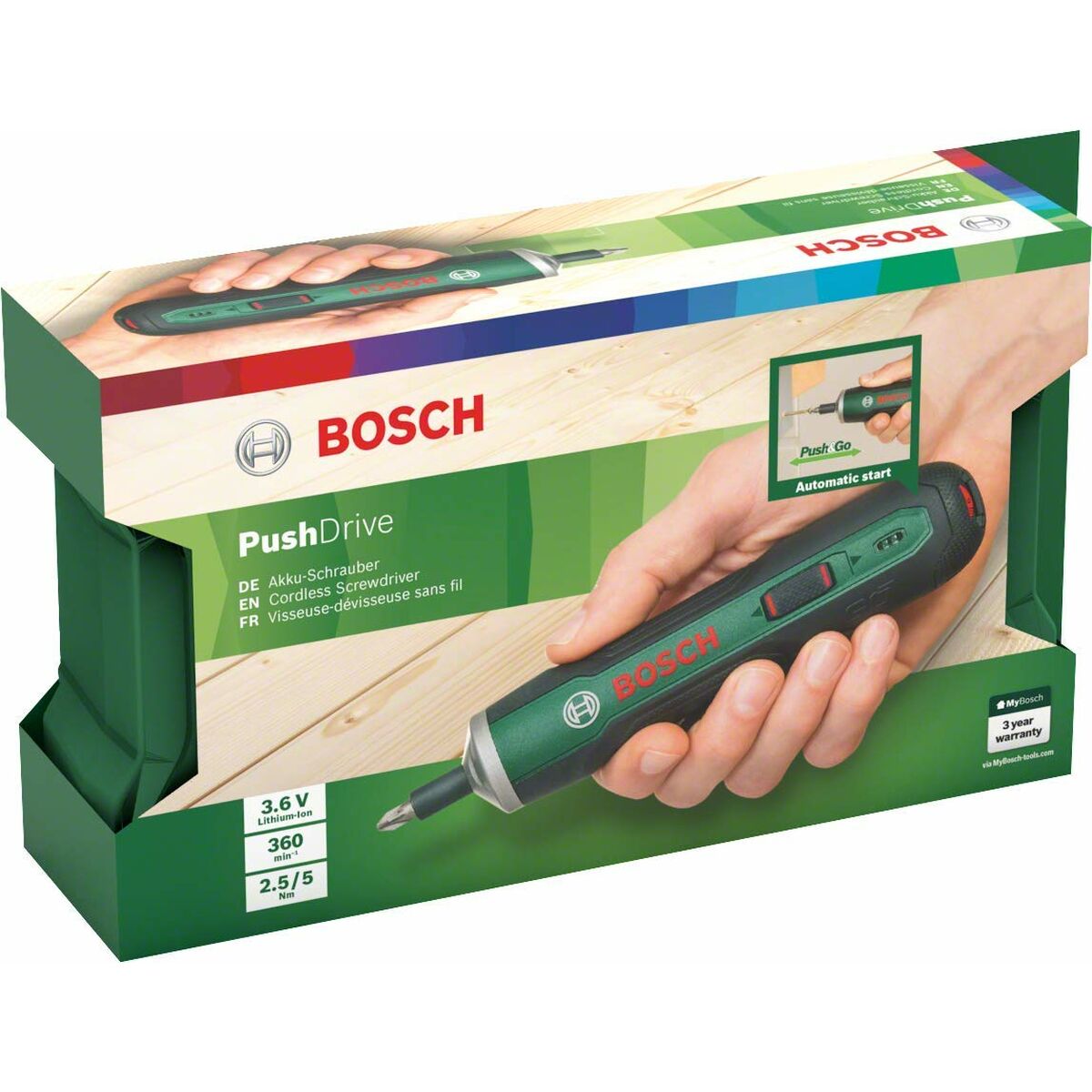 Atornillador eléctrico BOSCH PushDrive 3,6 V