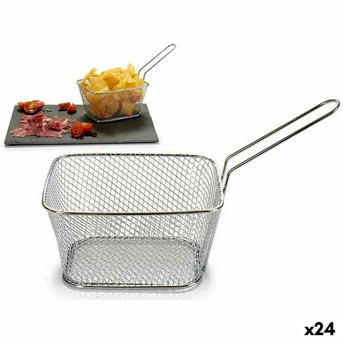 Cesta para Presentar Aperitivos Kinvara Plateado Metal Hierro 23 x 13 x 11 cm 24 x 13 x 11 cm 23 x 12,5 x 10,5 cm (24 Unidades)