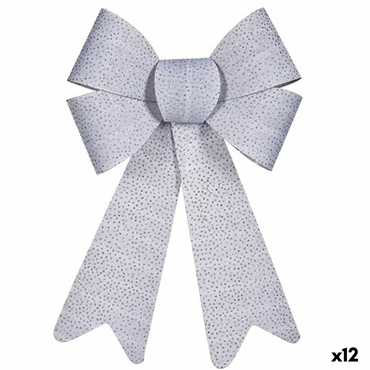 Lazo Krist+ Plateado Puntos 16 x 24 x 4 cm Adorno Navideño (12 Unidades)