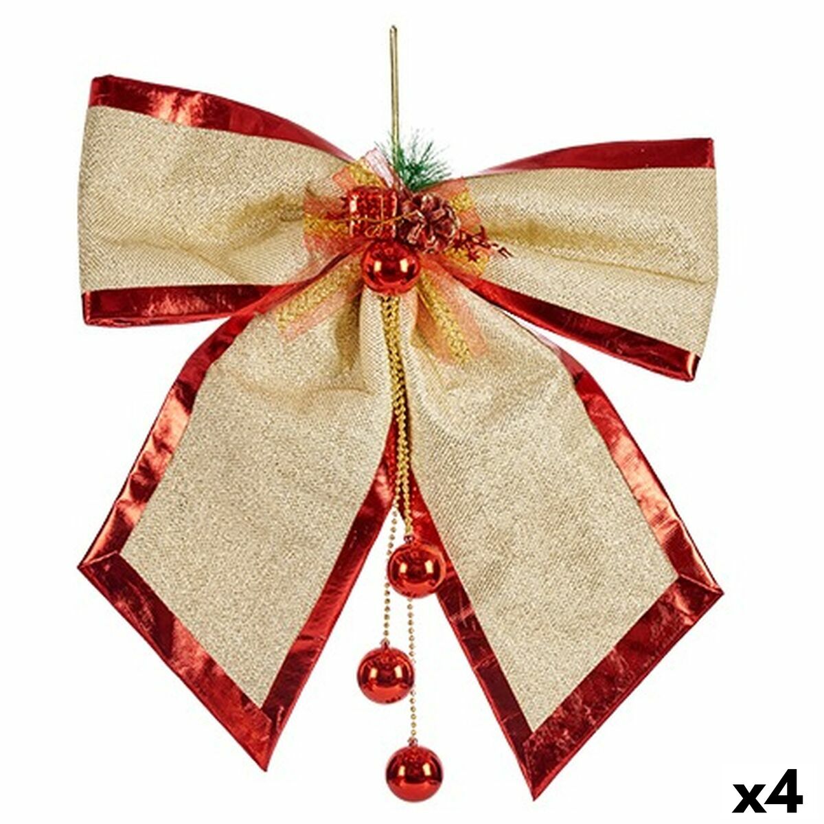 Lazo Krist+ Rojo Dorado 53 x 50 x 9 cm Adorno Navideño (4 Unidades)