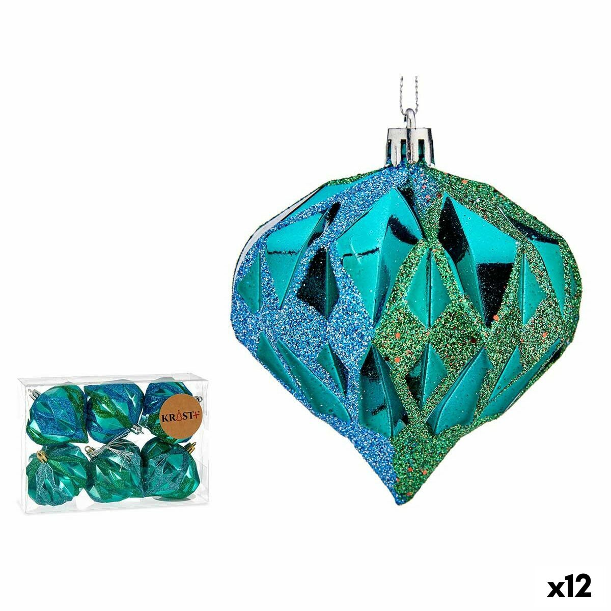 Set de Bolas de Navidad Krist+ Azul Plástico Diamante (12 Unidades)