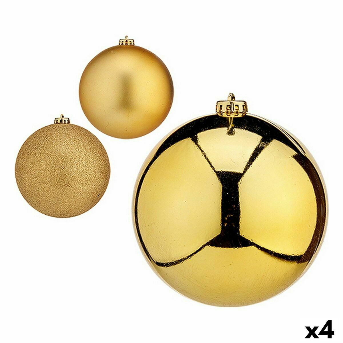 Set de Bolas de Navidad Krist+ Dorado Plástico Ø 15 cm (4 Unidades)