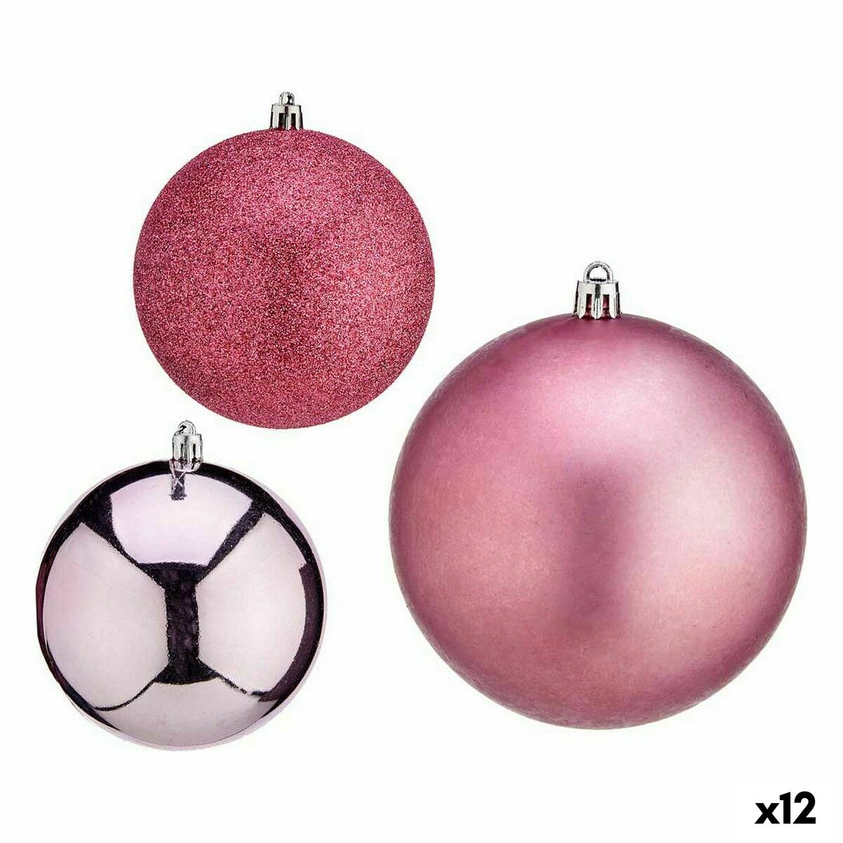 Set de Bolas de Navidad Krist+ Rosa Plástico (12 Unidades)
