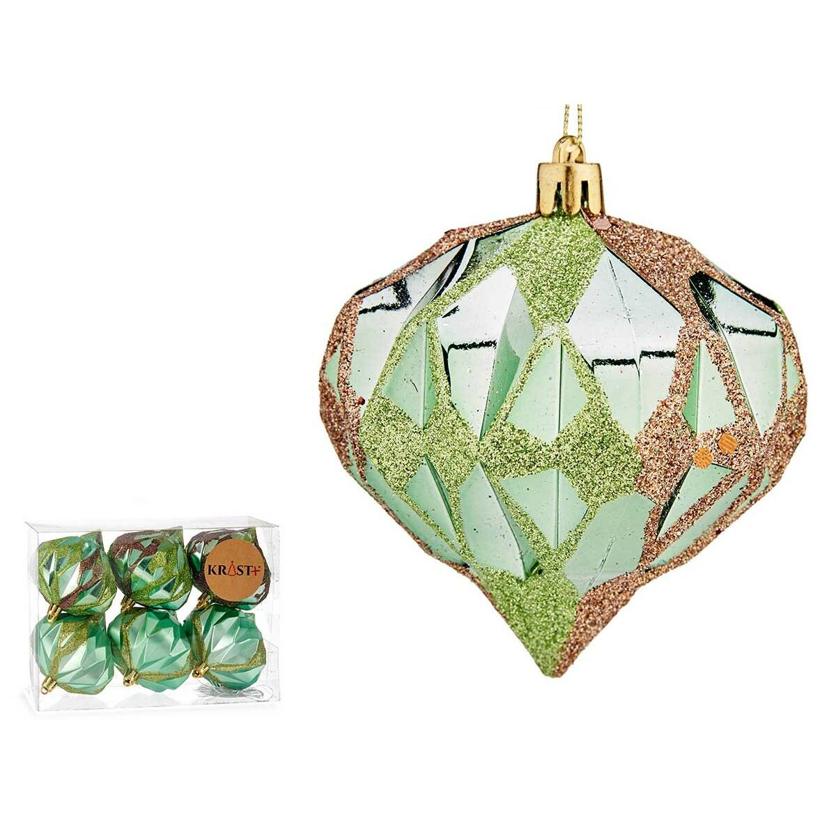 Set de Bolas de Navidad Krist+ Verde Plástico Diamante (12 Unidades)