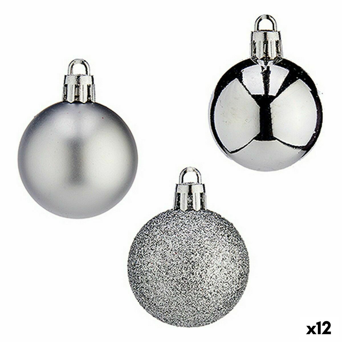 Set de Bolas de Navidad Krist+ Plateado Plástico 4 cm (12 Unidades)