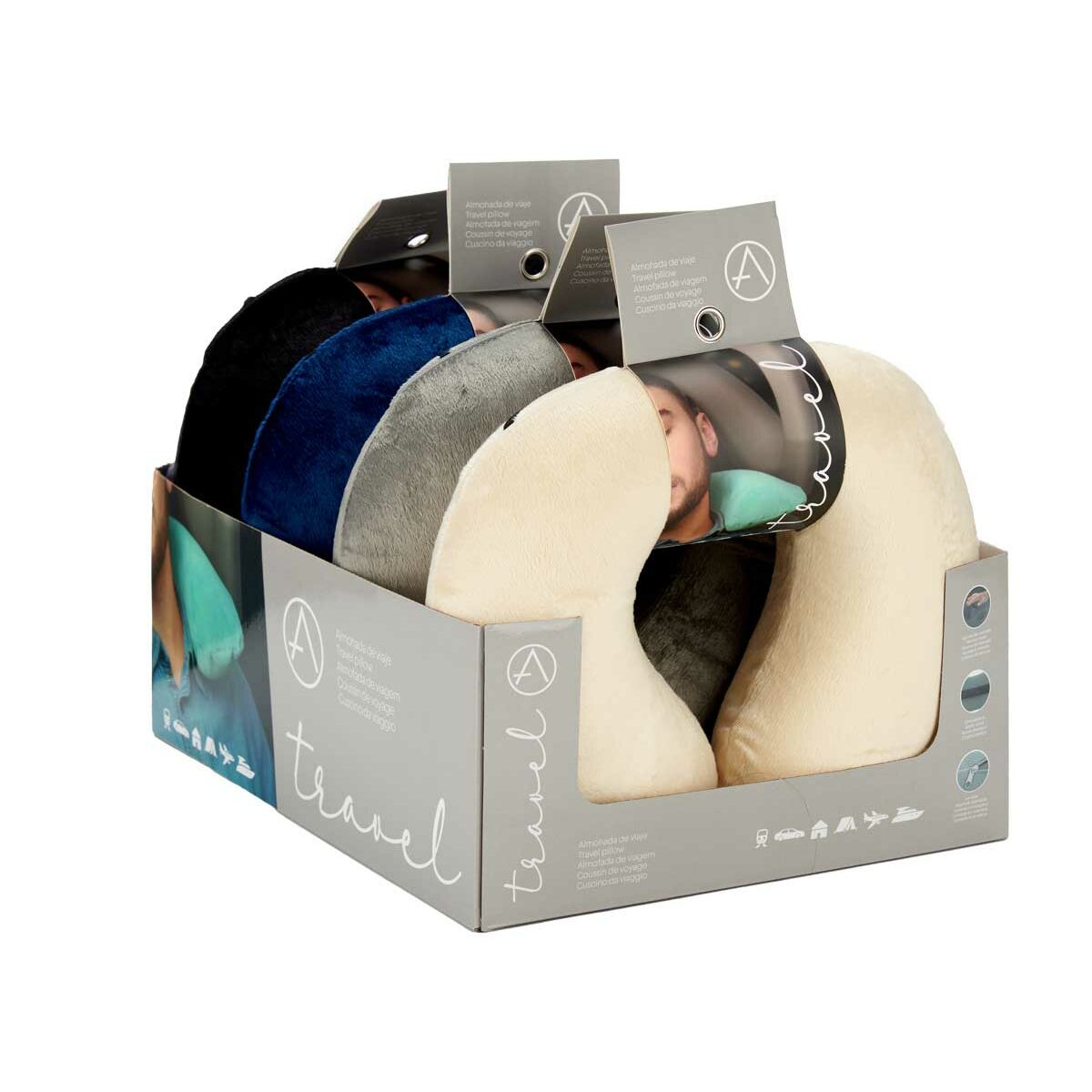 Cojín Cervical Azul Negro Beige Gris 31 x 10,5 x 27,4 cm (4 Unidades)