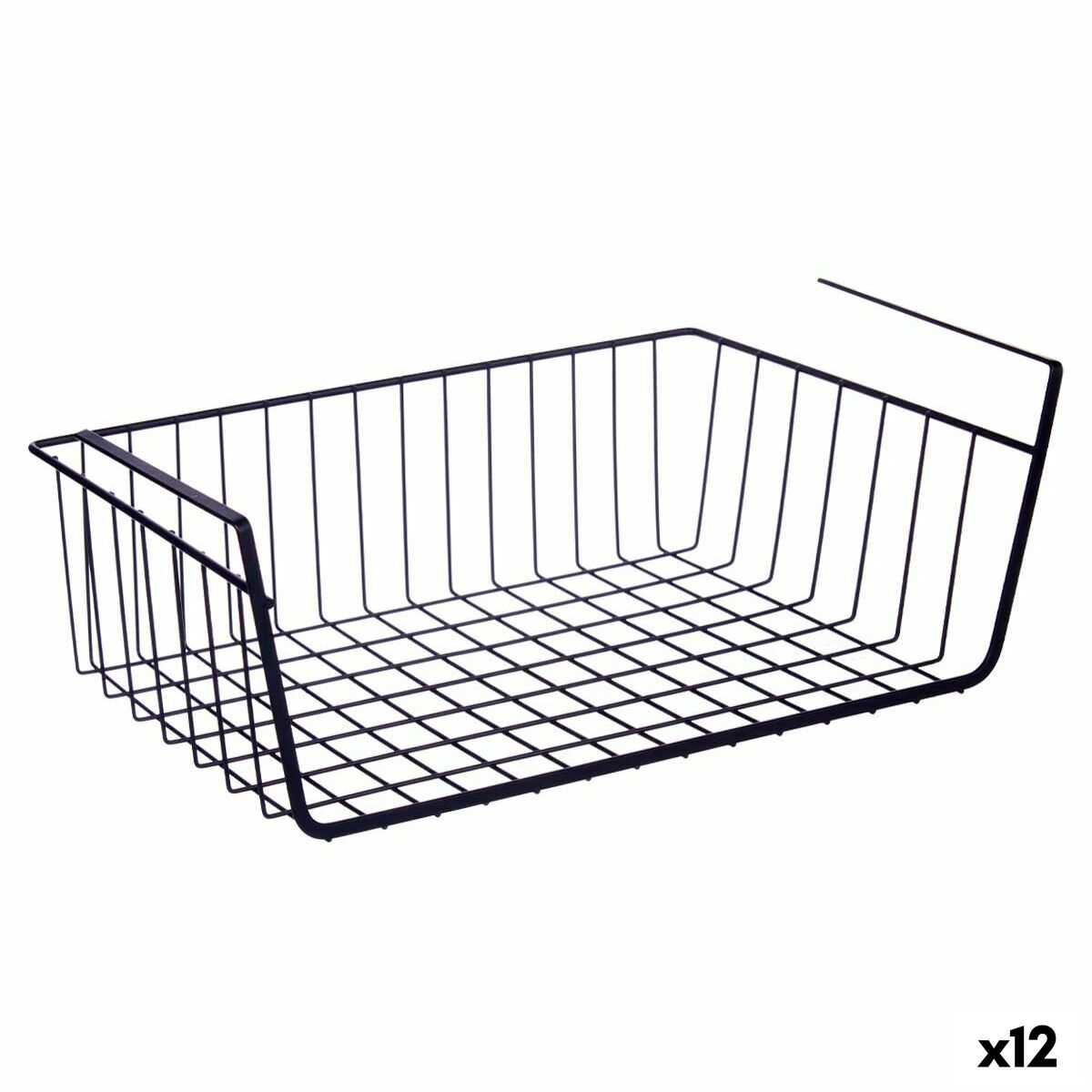 Cesta para Estante de Cocina Kinvara Negro Metal Hierro 42 x 14 x 26 cm 45 x 32 x 28 cm (12 Unidades)