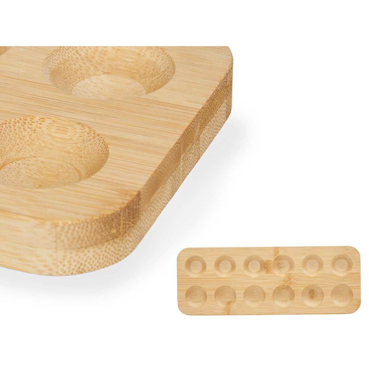 Huevera Kinvara Marrón Bambú 40 x 3,4 x 40 cm 30 x 1,6 x 11,5 cm (12 Unidades)