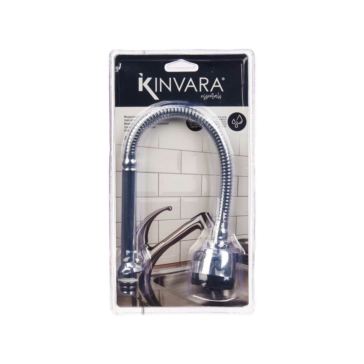 Grifo para Cocina Kinvara Negro Plateado Goma Metal Plástico Extensible Multifunción (12 Unidades)