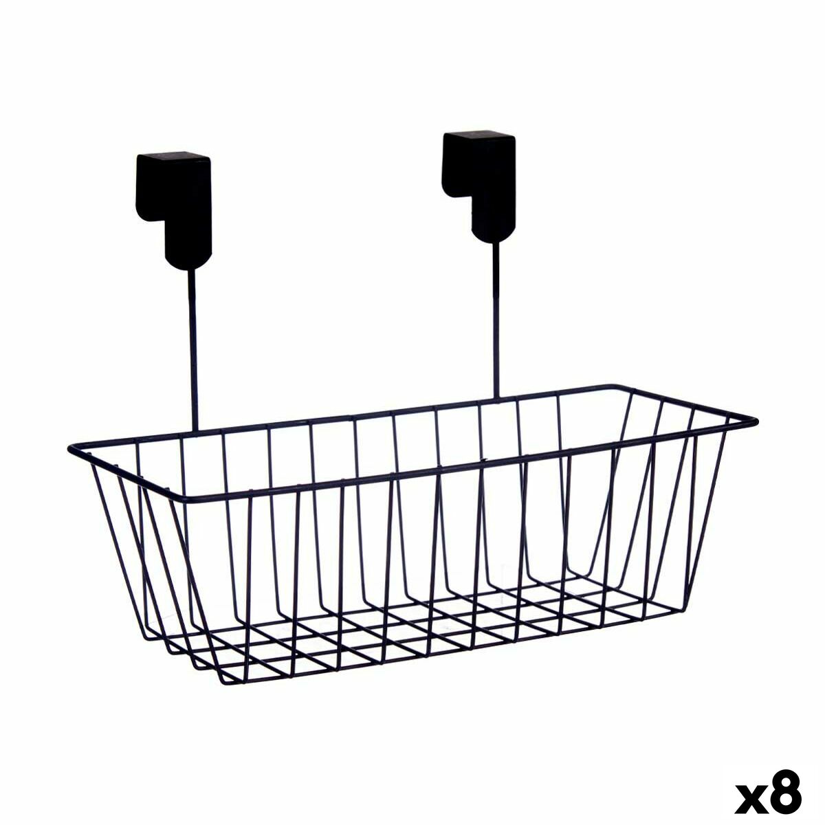 Cesta para Estante de Cocina Kinvara Negro Metal Hierro 28 x 20,5 x 16 cm 28 x 12 x 9 cm (8 Unidades)