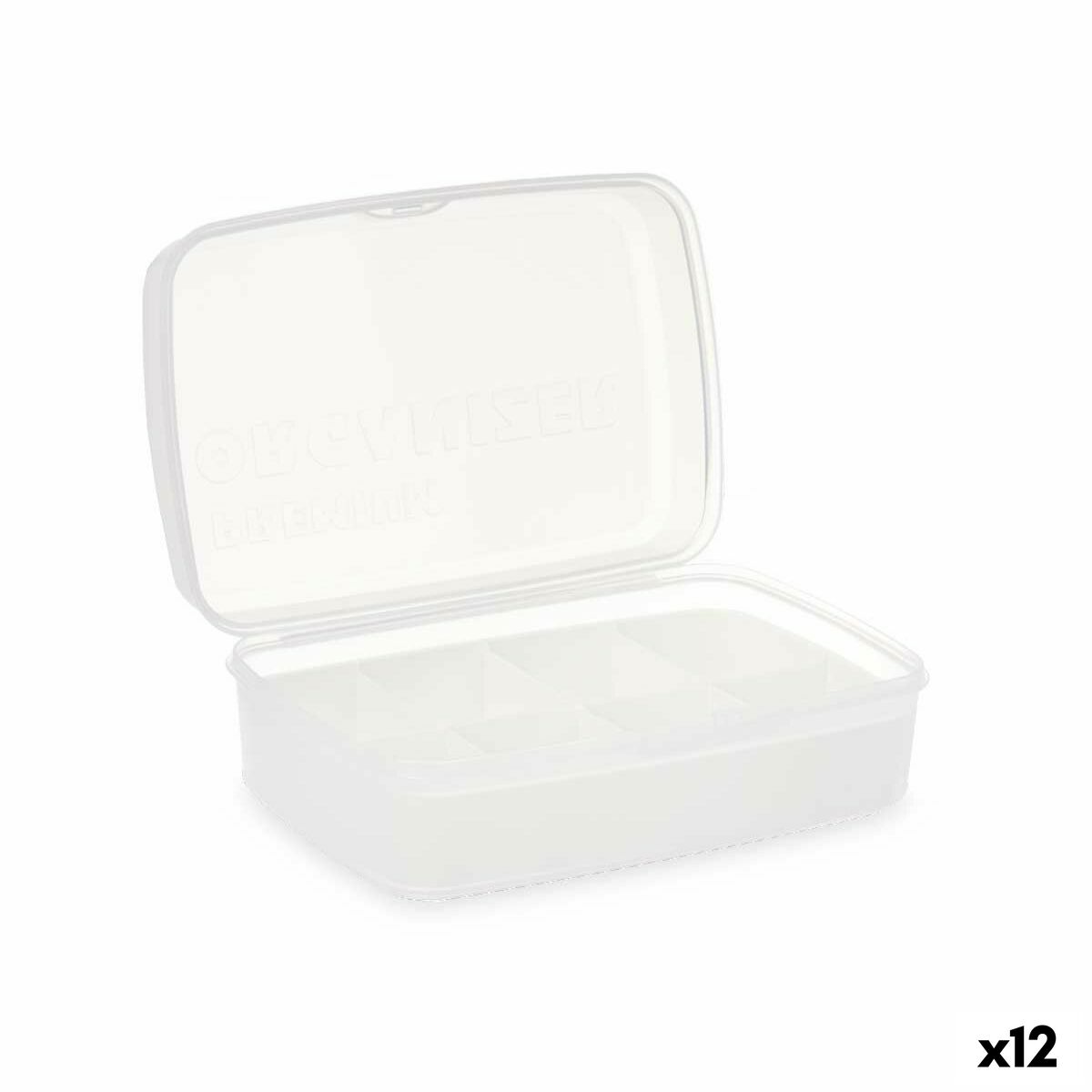 Caja con compartimentos Kinvara Blanco Transparente Plástico (12 Unidades)