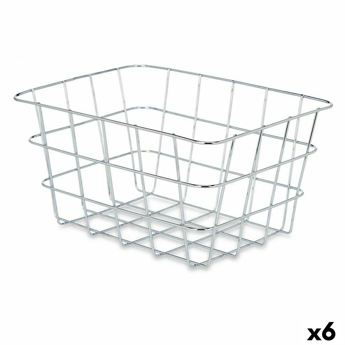 Cesta Multiusos Kinvara Plateado Plata Metal 24 x 12,5 x 18,5 cm Rectangular (6 Unidades)