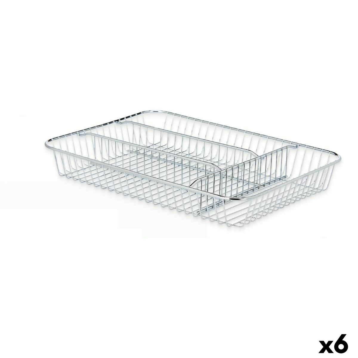 Organizador para Cubiertos Kinvara Plateado Plata Metal 26 x 4,5 x 35,5 cm 26 x 5,5 x 35,5 cm (6 Unidades)