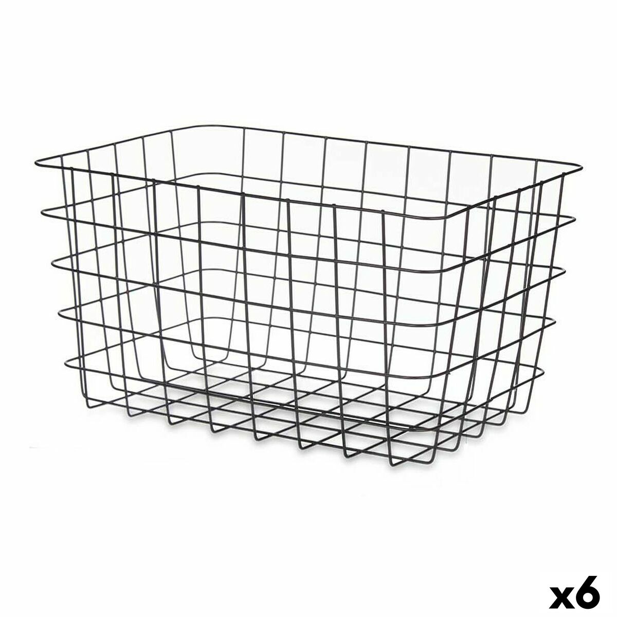 Cesta Multiusos Kinvara Negro Metal 38,5 x 20,5 x 28 cm Rectangular (6 Unidades)