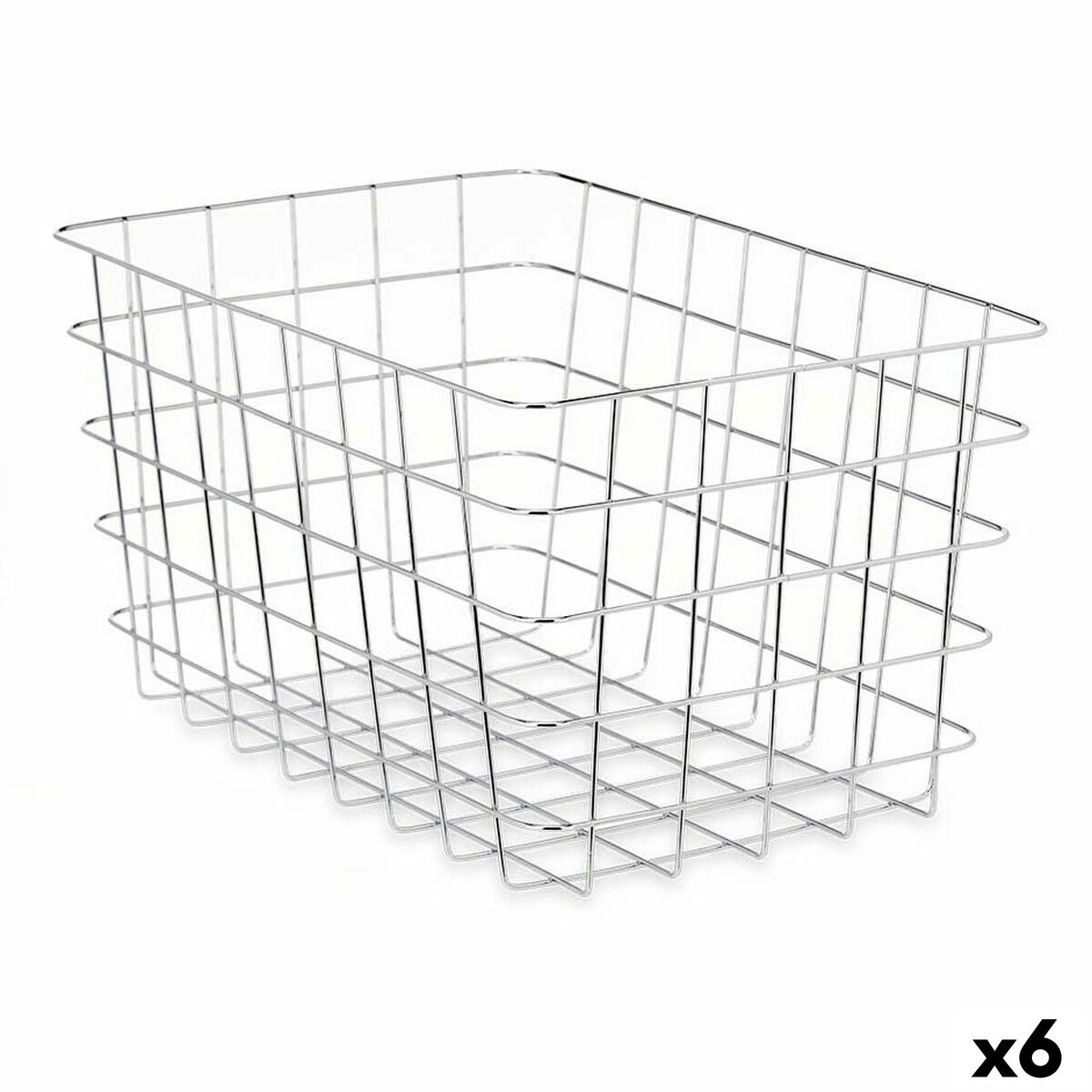 Cesta Multiusos Kinvara Plateado Plata Metal 38 x 21 x 26 cm Rectangular (6 Unidades)