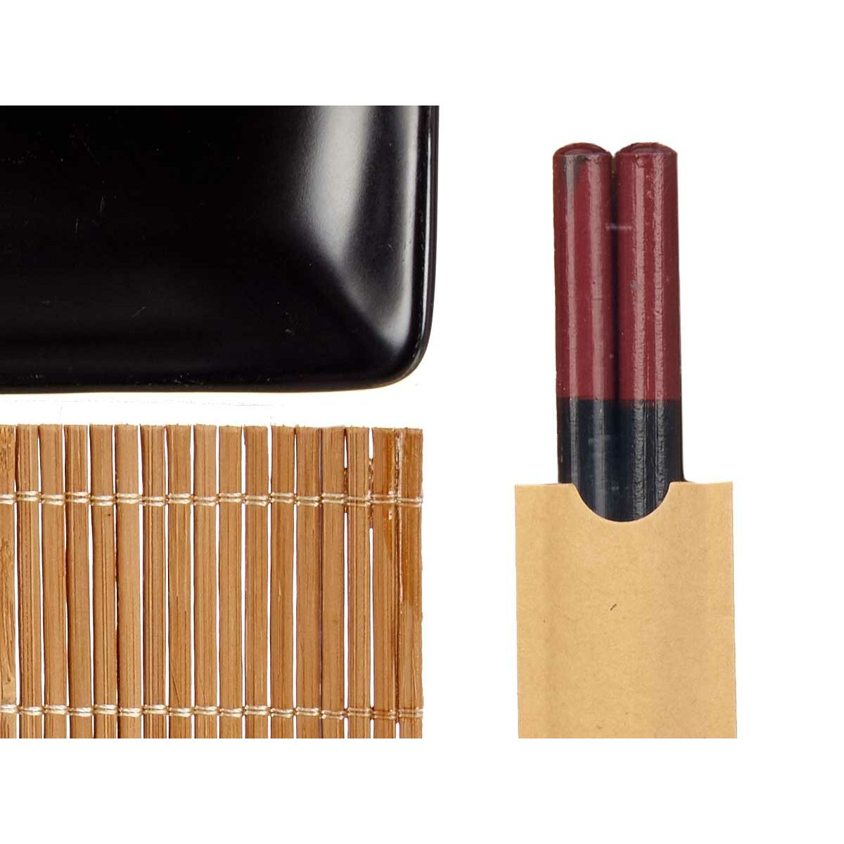 Set de Sushi Kinvara Negro Cerámica Bambú 20,5 x 3 x 27 cm (6 Piezas) (6 Unidades)