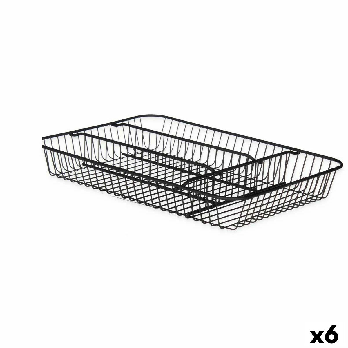 Organizador para Cubiertos Kinvara Negro Metal 26 x 4,7 x 35,5 cm 26 x 5,5 x 35,5 cm (6 Unidades)