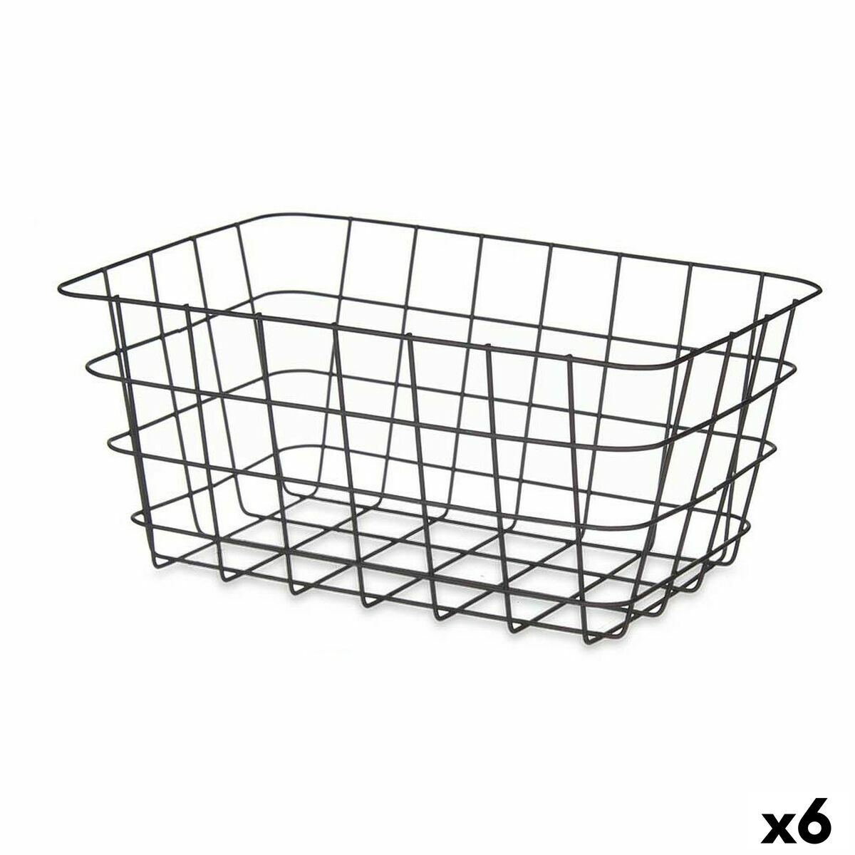 Cesta Multiusos Kinvara Negro Metal 30,3 x 14 x 22,5 cm Rectangular (6 Unidades)