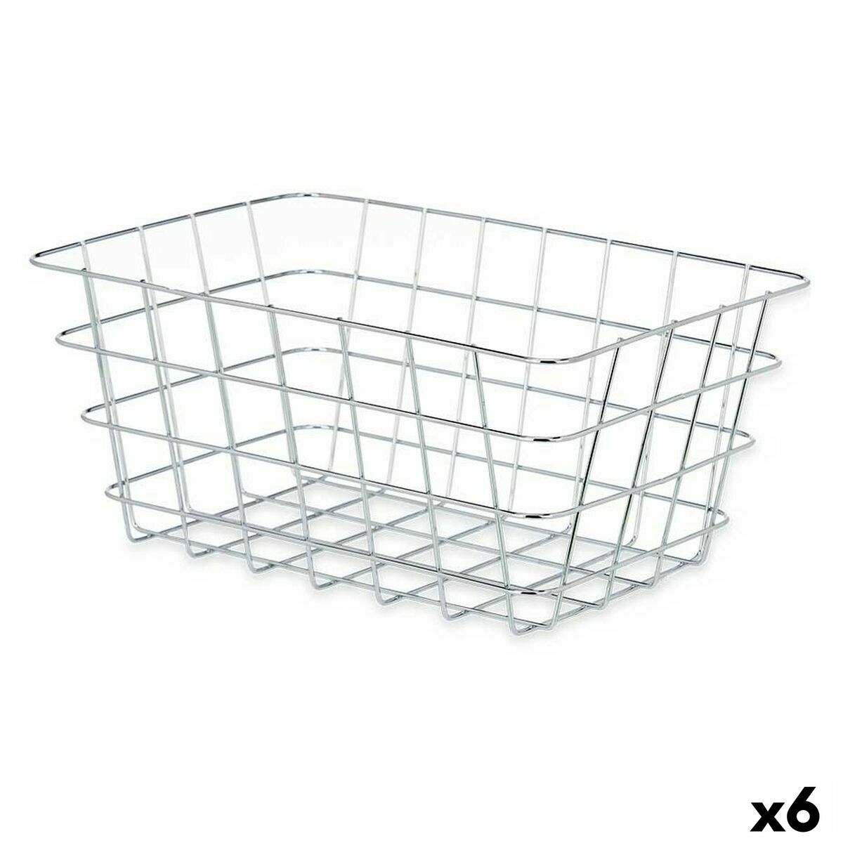 Cesta Multiusos Kinvara Plateado Plata Metal 31 x 14 x 21 cm Rectangular (6 Unidades)