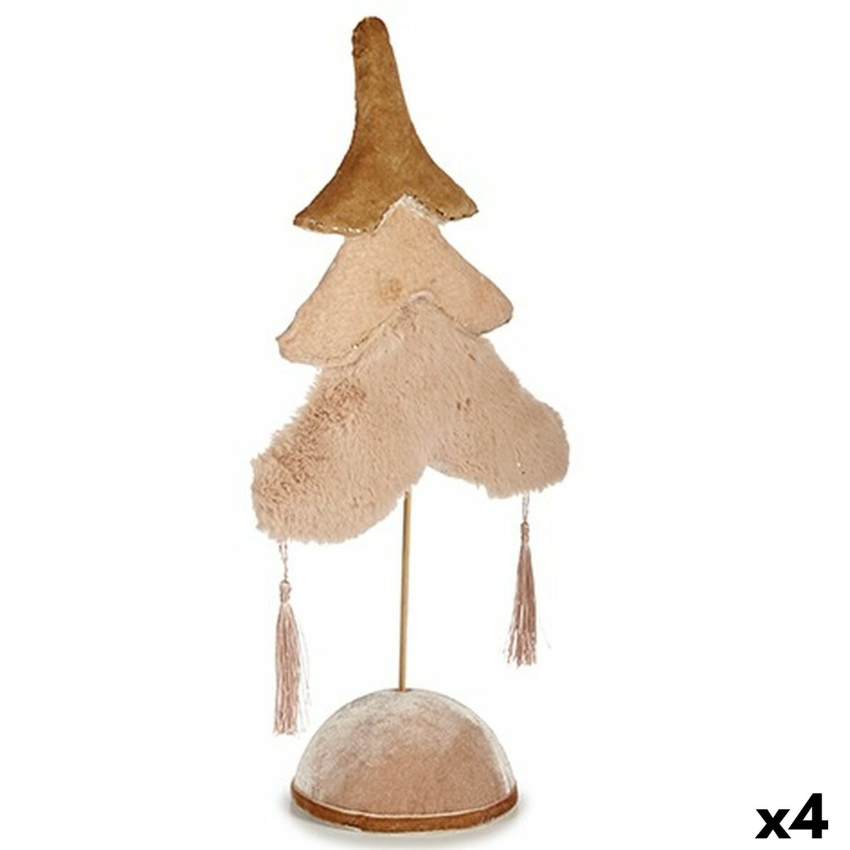 Árbol de Navidad Krist+ Beige Dorado Poliéster Madera 12 x 43 x 22 cm (4 Unidades)