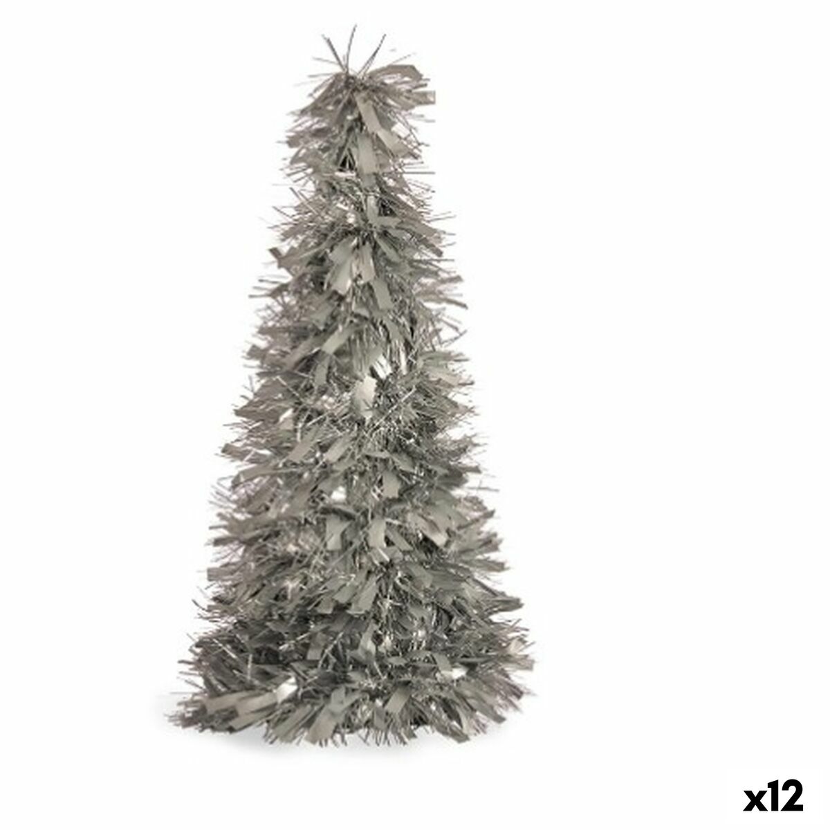 Árbol de Navidad Krist+ Plateado Plata Polipropileno PET Árbol de Navidad 27 x 45,5 x 27 cm Espumillón (12 Unidades)
