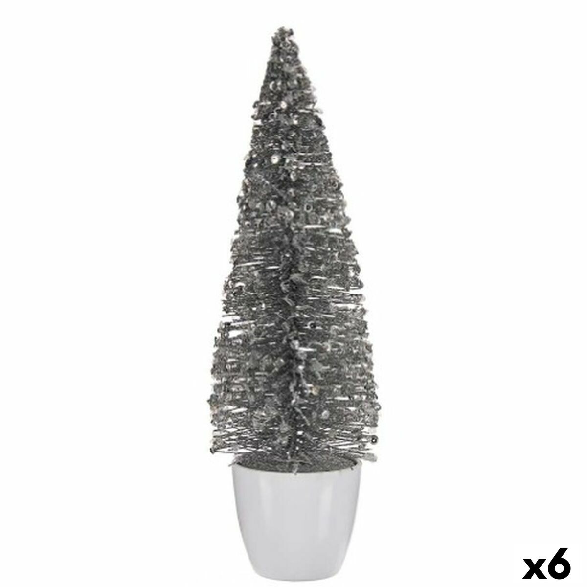 Árbol de Navidad Krist+ Blanco Plateado Plata Plástico Árbol de Navidad 10 x 33 x 10 cm (6 Unidades)