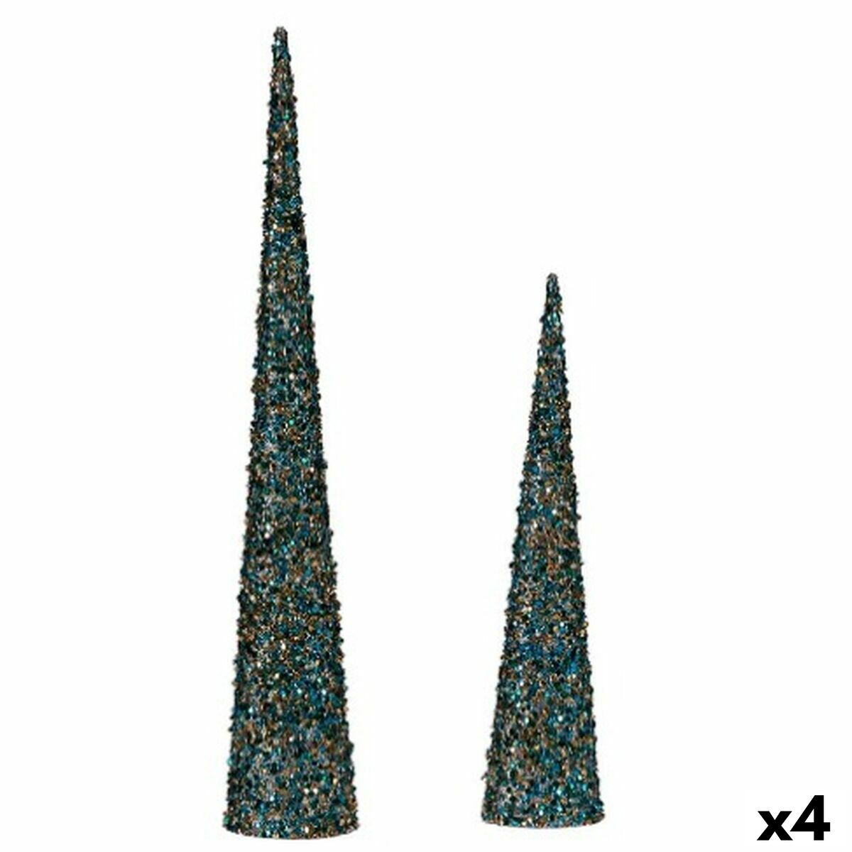 Adorno Navideño Krist+ Azul Dorado Conos 9,5 x 60 x 9,5 cm Lentejuelas (4 Unidades)