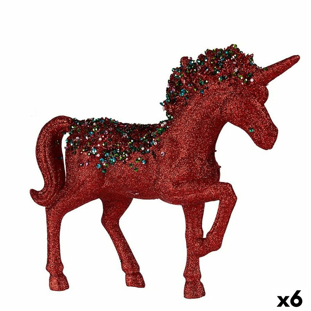 Figura Decorativa Krist+ Azul Rojo Unicornio 9,5 x 31 x 40 cm (6 Unidades)