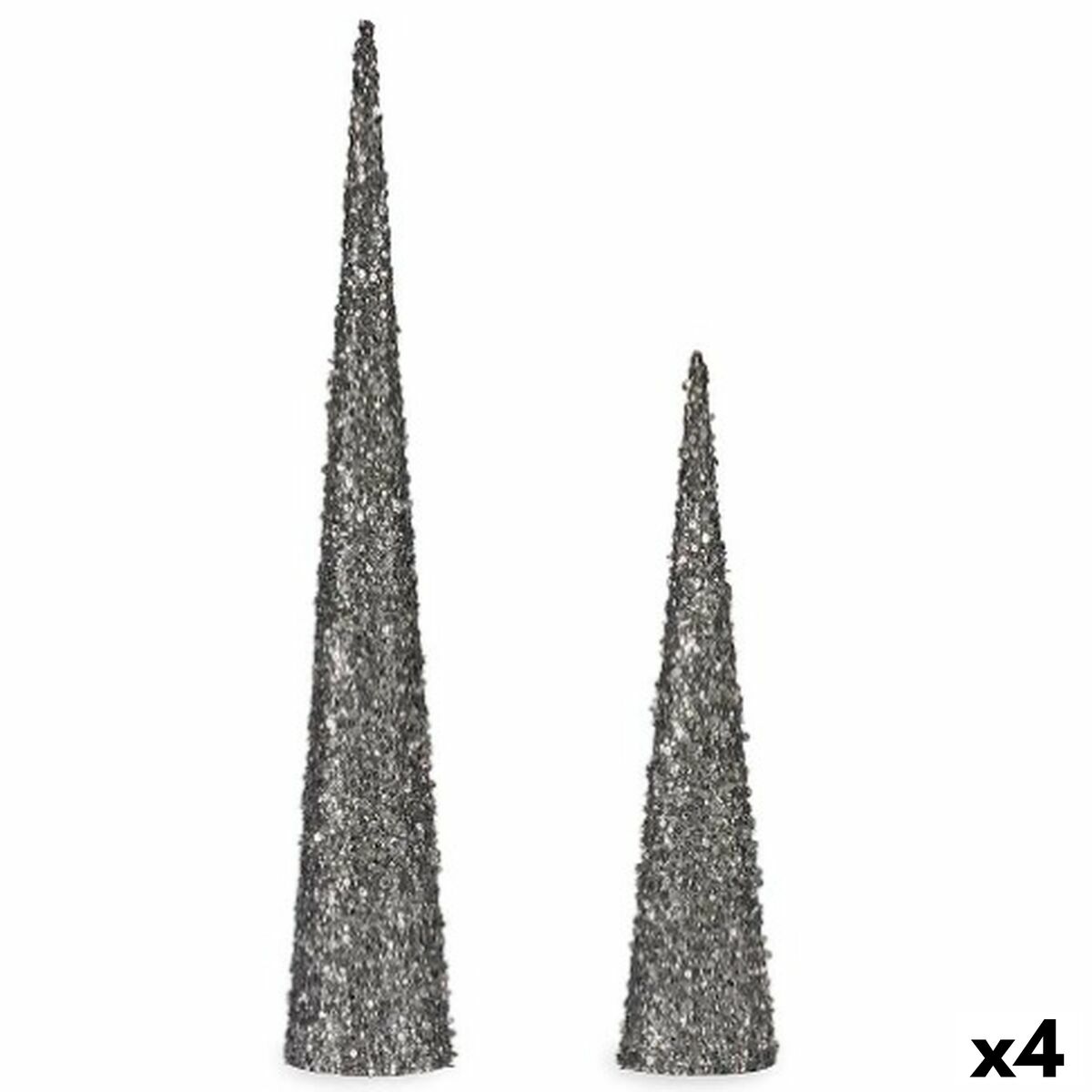 Adorno Navideño Krist+ Plateado Plata Conos 9,5 x 60 x 9,5 cm Lentejuelas (4 Unidades)