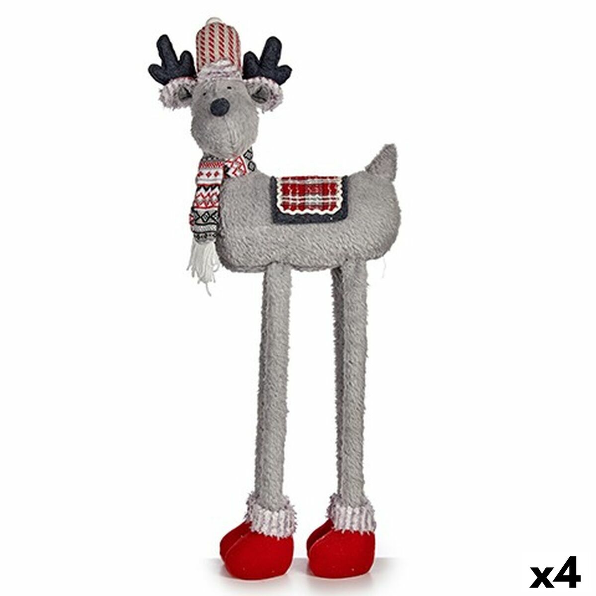 Figura Decorativa Krist+ FG09-PX21385BR Rojo Gris Reno de Navidad 23 x 55 x 49 cm (4 Unidades)