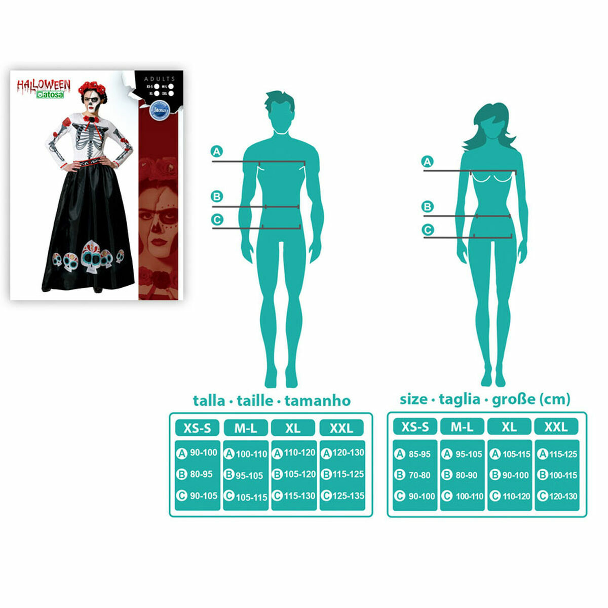 Disfraz Esqueleto Mejicana Multicolor