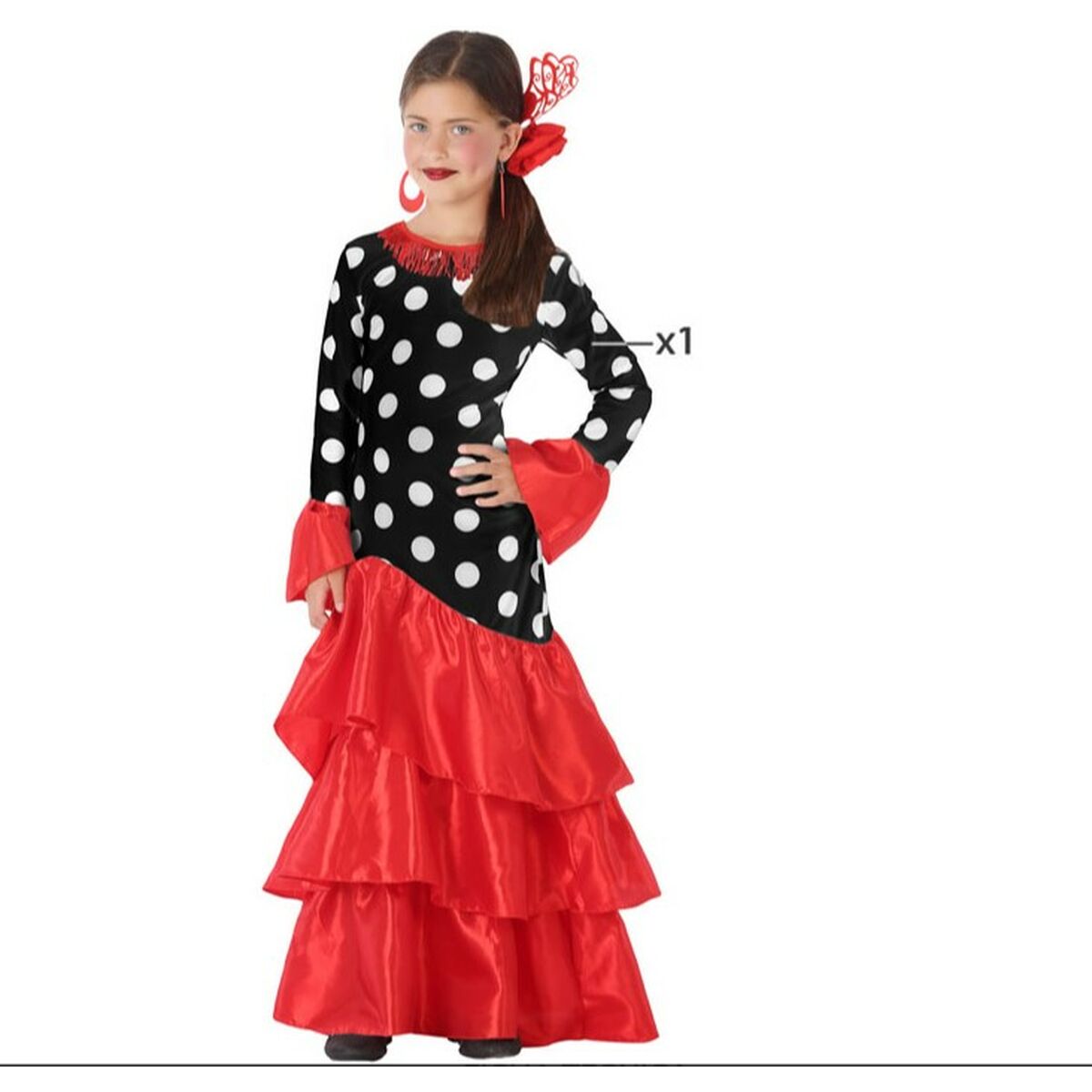 Disfraz para Adultos Flamenca Negro Rojo España