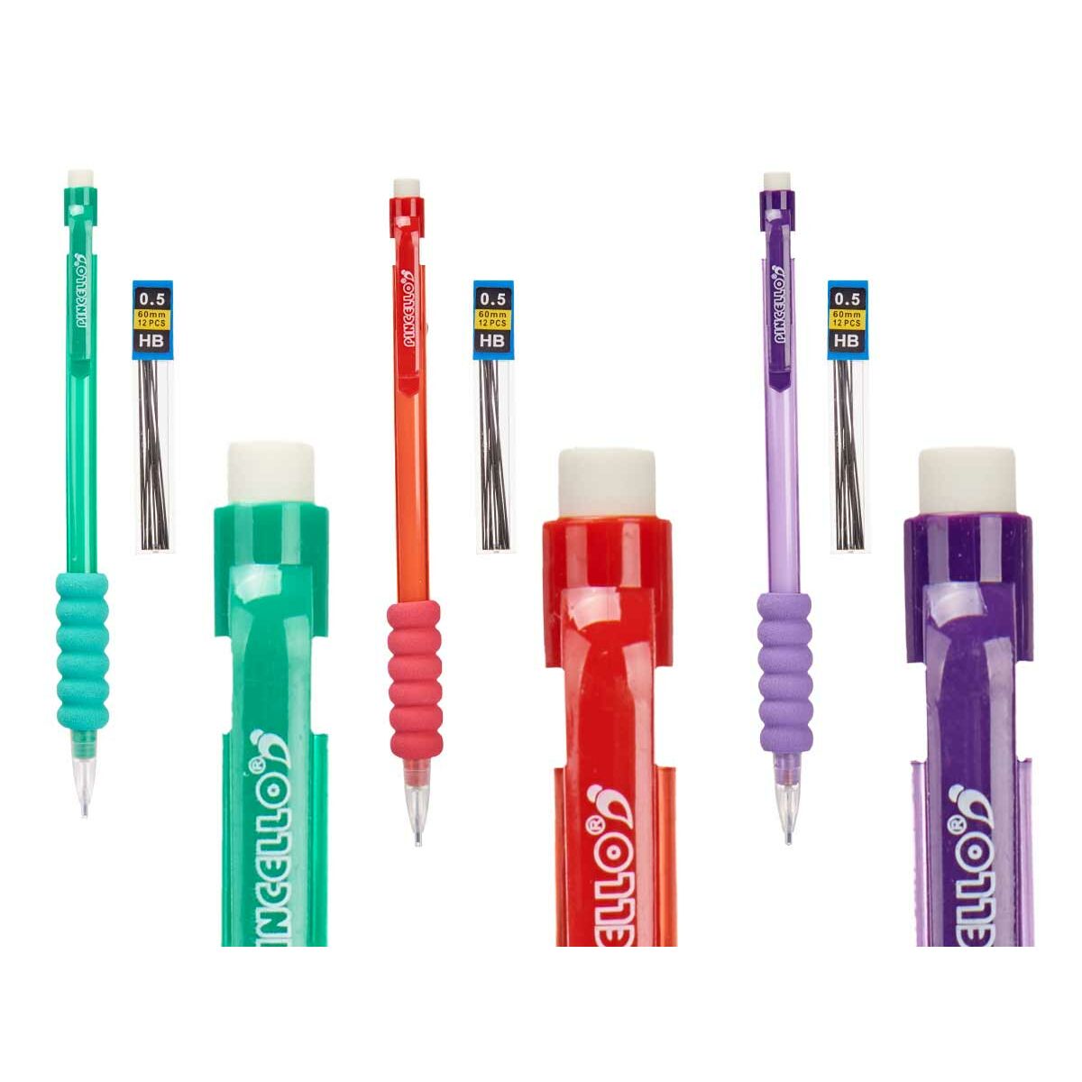 Portaminas Pincello Azul Rojo Verde Minas 0,5 mm (12 Unidades)