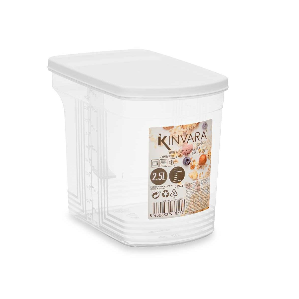 Recipiente Conservador de Alimentos Kinvara Gris Transparente 2,5 L 20,5 x 17 x 13 cm (24 Unidades)
