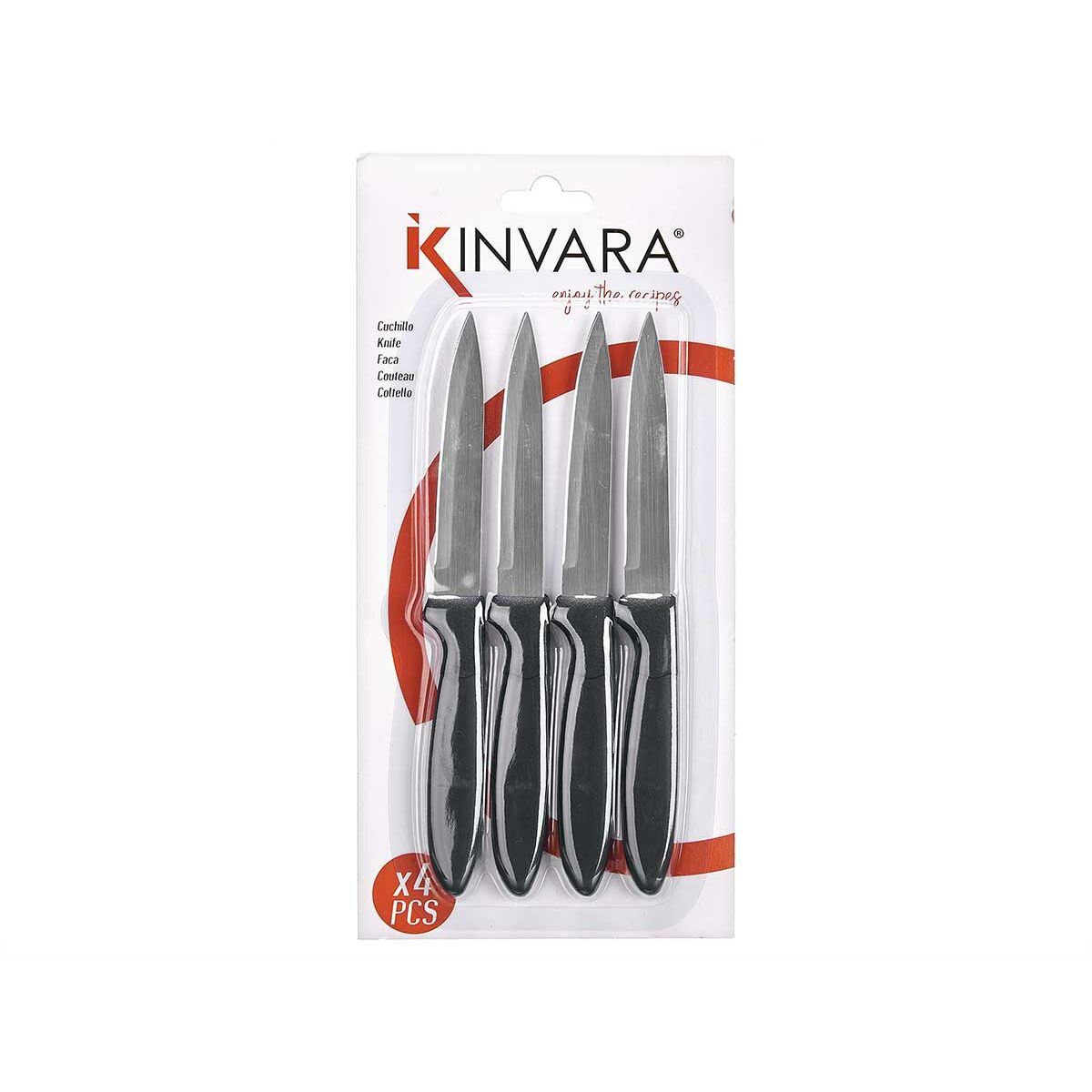 Set de Cuchillos Kinvara Negro Plateado Acero Inoxidable Plástico 19,5 x 2 x 1 cm 12,5 x 26,5 x 1 cm (12 Unidades)