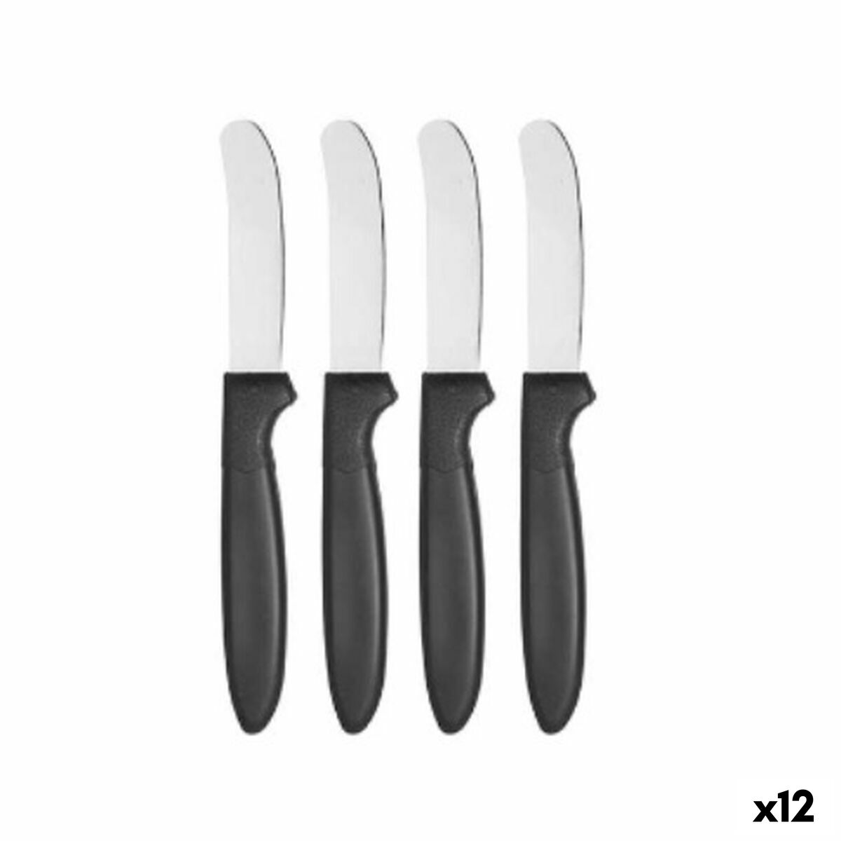 Set de Cuchillos Kinvara Negro Plateado Acero Inoxidable Plástico 17 cm 12,5 x 26,2 x 1 cm (12 Unidades)