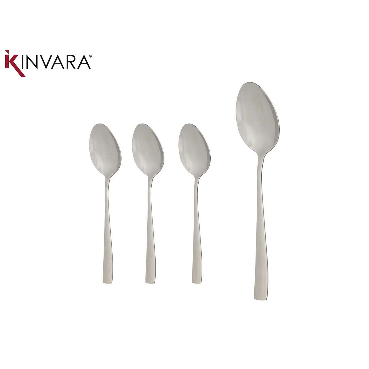 Set de Cucharas Kinvara Plateado Acero Inoxidable 21 x 4,5 x 2,5 cm 6 x 23 x 2,5 cm 4,3 x 20,8 x 0,3 cm (12 Unidades)