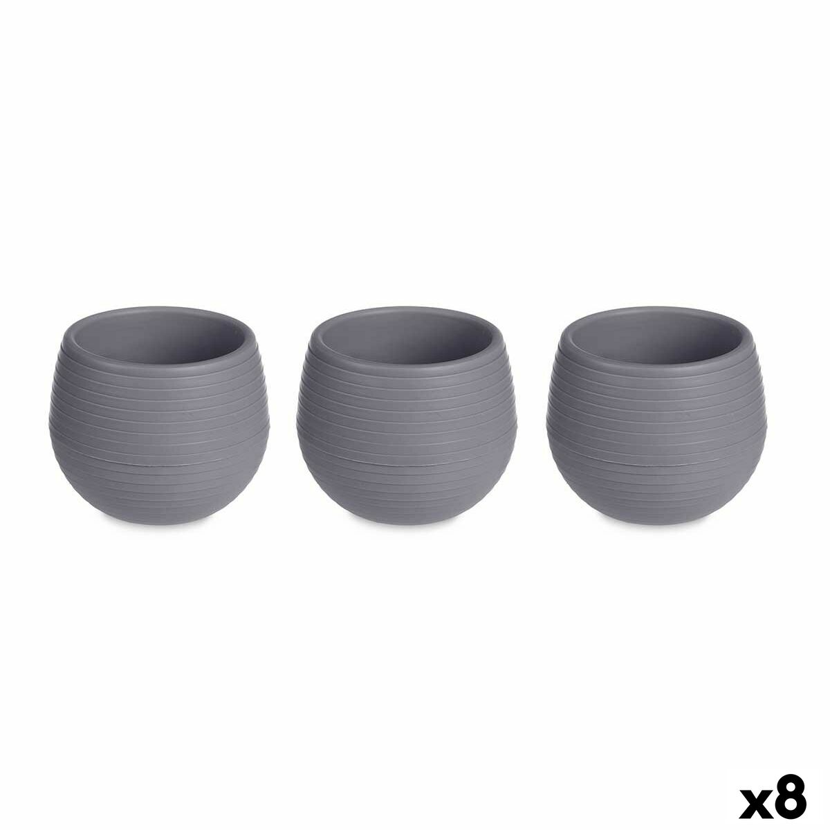 Set de Macetas Ibergarden Antracita Plástico 6,2 x 6,2 x 6,6 cm 25 x 7 x 8 cm (8 Unidades)
