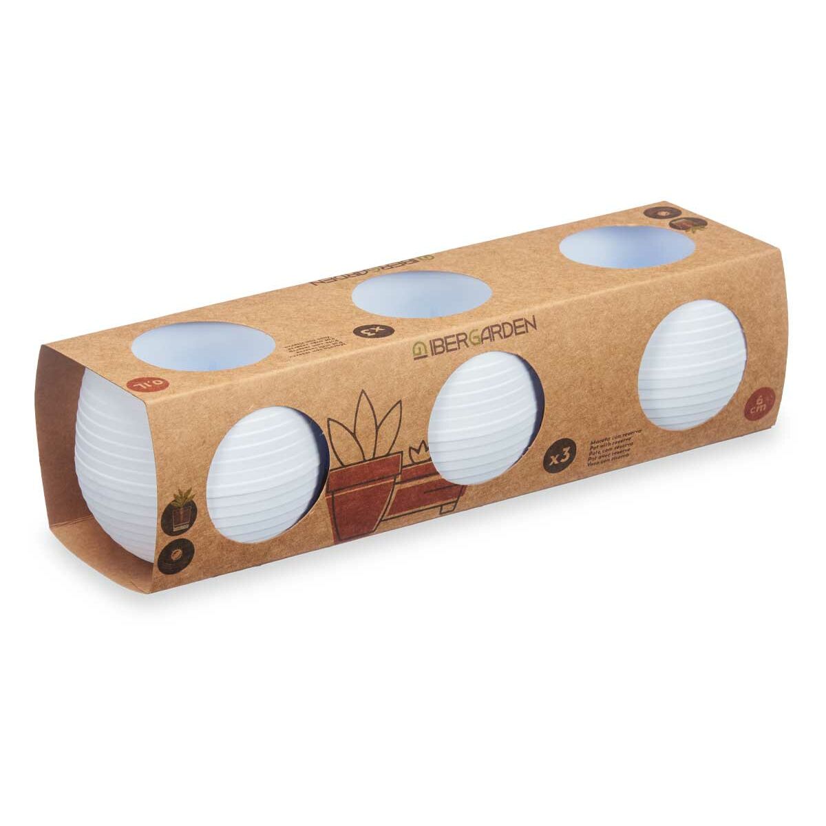 Set de Macetas Ibergarden Blanco Plástico 6,2 x 6,2 x 6,6 cm 7,5 x 7 x 25 cm 25 x 7 x 8 cm (8 Unidades)