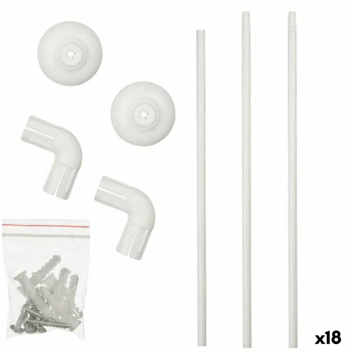 Barra de ducha Berilo Blanco Aluminio 90 x 90 cm 113 x 2,5 x 7,5 cm Cortina de Ducha (18 Unidades)