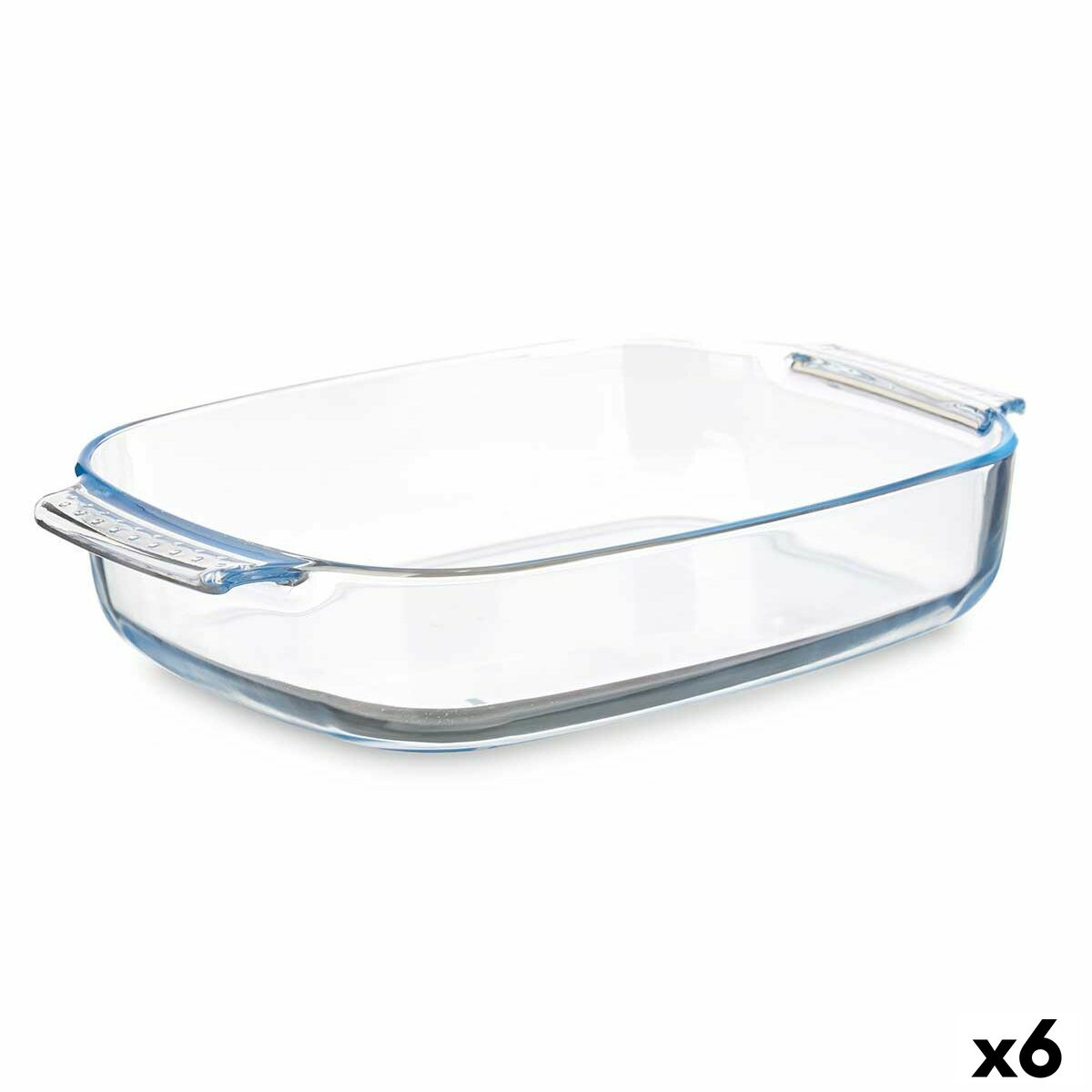 Fuente de Cocina Vivalto Transparente Vidrio de Borosilicato 3,8 L 38 x 6,5 x 25,4 cm Con asas (6 Unidades)