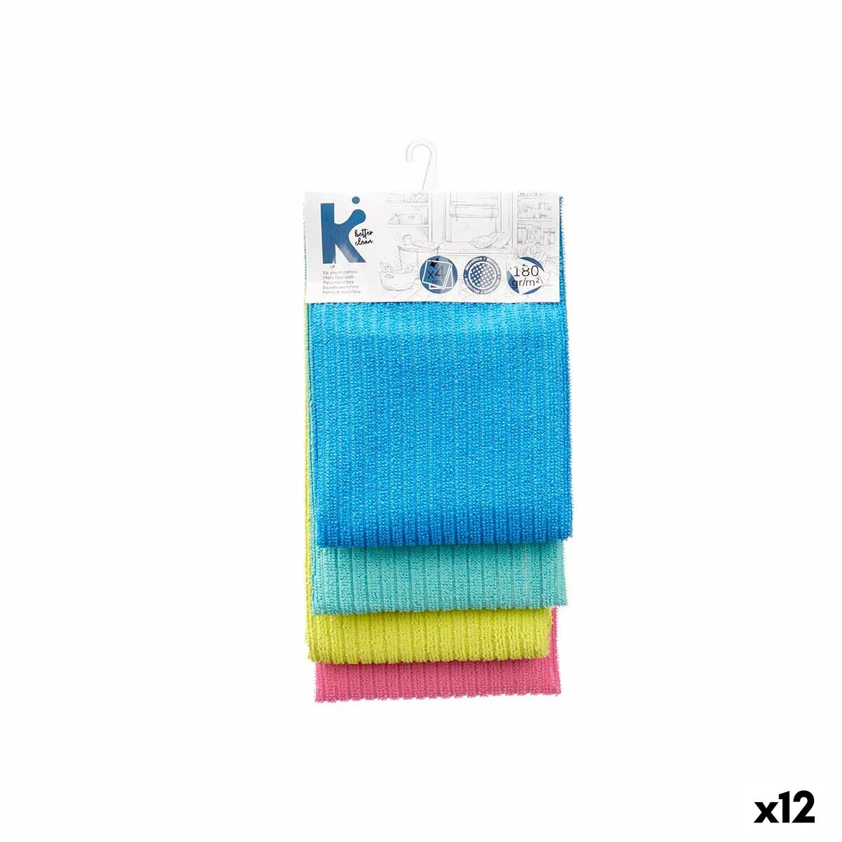 Set de Paños Azul Verde Rosa Turquesa 40 x 60 cm 15 x 31 x 5 cm (12 Unidades)