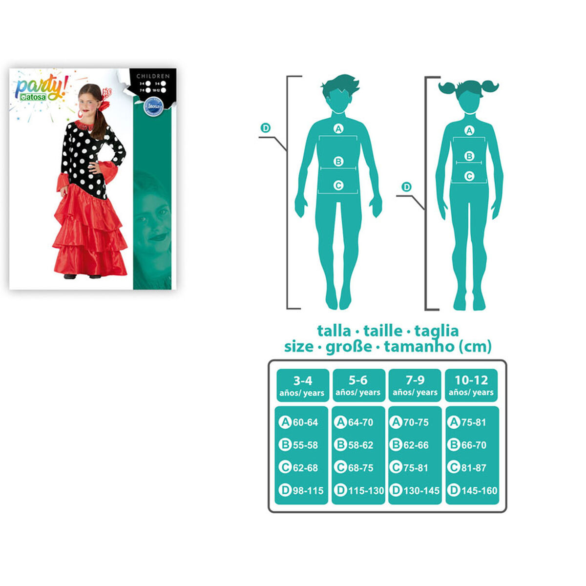 Disfraz infantil Negro Rojo España